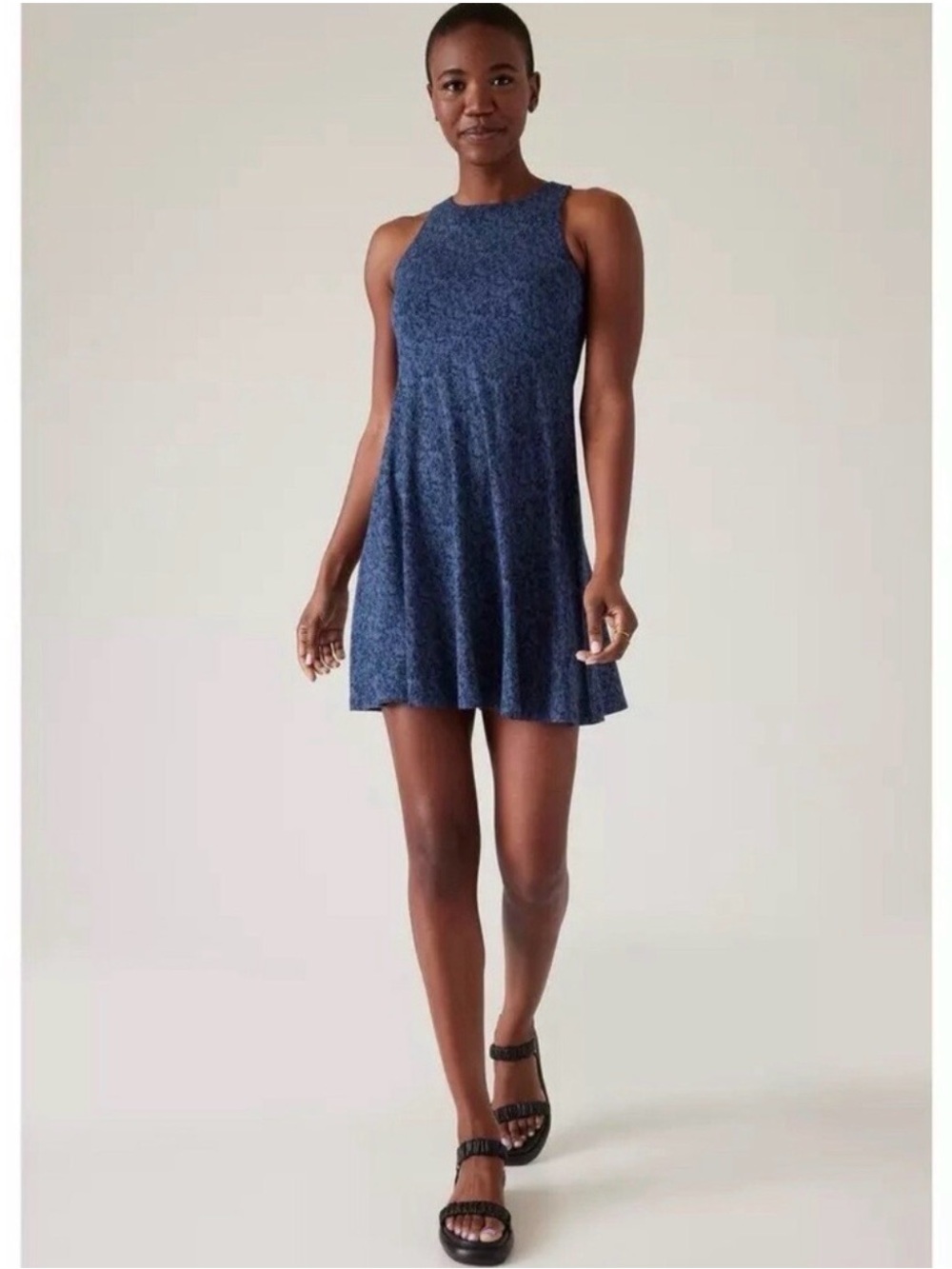 ATHLETA SANTORINI THERA PRINTED DRESS Traverse Geo Navy M